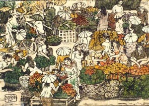Chợ Gia Lạc qua tranh